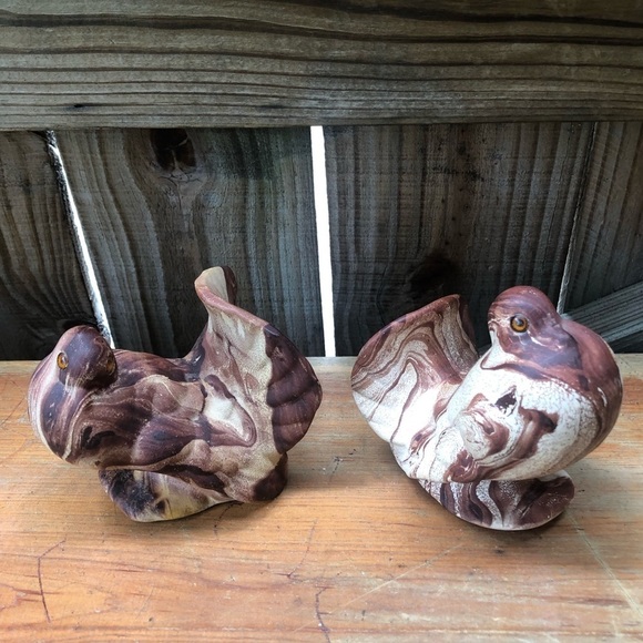 Set of 2 Vintage Rocky Mountain Pottery Pine Scented Ruffled Grouse Figurines - Picture 2 of 6